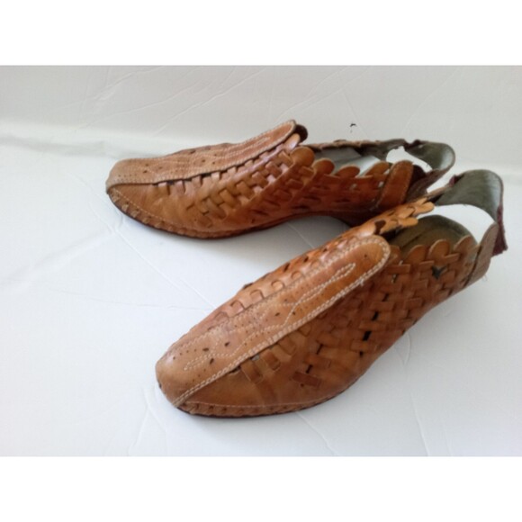 Pikolinos Women's Woven Leather Heeled Slingback Sandals Tan Size 38 US 7.5-8 - Picture 2 of 5